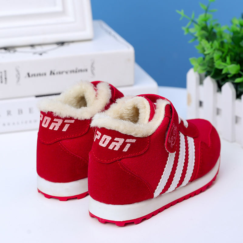 New Fashion Fur Παιδικές Casual μπότες Round Toe Lace Up Παιδικά Χειμερινές μπότες χιονιού Flat παπούτσια για αγόρια και κορίτσια