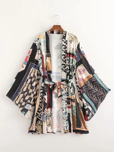 Klkxmyt Woman 2 Pieces komplektid Kimono särgid + pükste ülikond 2023 Uus mood trükitud pikkade varrukatega pluus Naiste püksid vabaaja komplekt