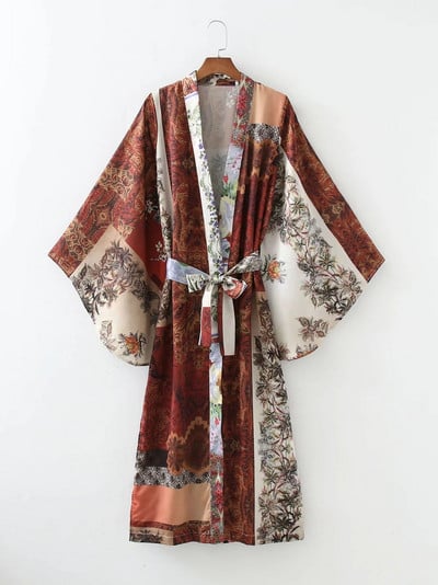 Klkxmyt Woman 2 Pieces komplektid Kimono särgid + pükste ülikond 2023 Uus mood trükitud pikkade varrukatega pluus Naiste püksid vabaaja komplekt