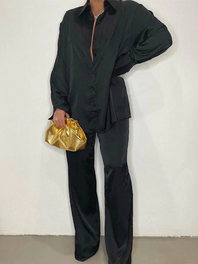 CM.YAYA Set de pijamale cu dungi leopard pentru femei cu design cu guler răsturnat Lenjerie de noapte de lux Set 2 2 piese Ținute Haine pentru casă