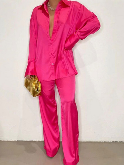 CM.YAYA Set de pijamale cu dungi leopard pentru femei cu design cu guler răsturnat Lenjerie de noapte de lux Set 2 2 piese Ținute Haine pentru casă