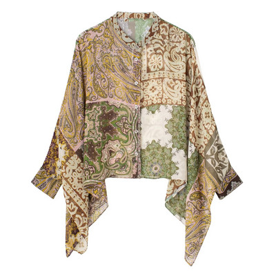 Παντελόνι TRAF Patchwork Print για Γυναικεία Μεσόμεσα φαρδιά Παντελόνια Γυναικεία Vintage Casual καλοκαιρινά παντελόνια Streetwear Γυναικεία παντελόνια