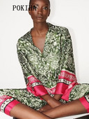 Pokiha Fashion Γυναικείες vintage μπλούζες με μακρυμάνικη στάμπα και καθημερινά ψηλόμεσο παντελόνι μέχρι τον αστράγαλο Κομψό γυναικείο σετ δύο τεμαχίων