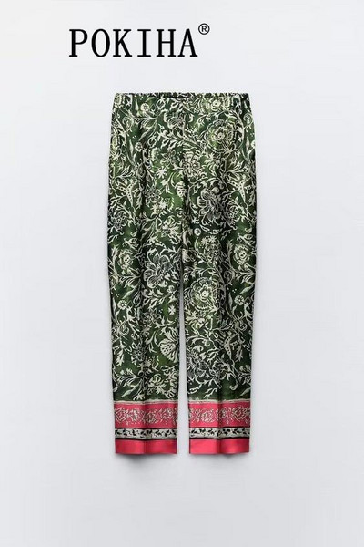 Pokiha Fashion Γυναικείες vintage μπλούζες με μακρυμάνικη στάμπα και καθημερινά ψηλόμεσο παντελόνι μέχρι τον αστράγαλο Κομψό γυναικείο σετ δύο τεμαχίων