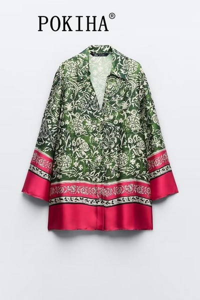 Pokiha Fashion Γυναικείες vintage μπλούζες με μακρυμάνικη στάμπα και καθημερινά ψηλόμεσο παντελόνι μέχρι τον αστράγαλο Κομψό γυναικείο σετ δύο τεμαχίων