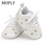 Νεογέννητο τύπωμα Heart Star Baby Sneaker PU Δερμάτινο μωρό αγόρια για κορίτσια First Walkers Μαλακή σόλα για βρέφη Παιδικά παπούτσια για 0-18 εκατ.