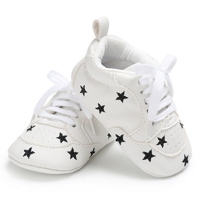 Νεογέννητο τύπωμα Heart Star Baby Sneaker PU Δερμάτινο μωρό αγόρια για κορίτσια First Walkers Μαλακή σόλα για βρέφη Παιδικά παπούτσια για 0-18 εκατ.