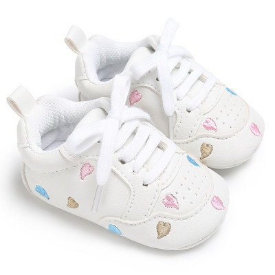 Νεογέννητο τύπωμα Heart Star Baby Sneaker PU Δερμάτινο μωρό αγόρια για κορίτσια First Walkers Μαλακή σόλα για βρέφη Παιδικά παπούτσια για 0-18 εκατ.