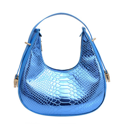 Genți de umăr cu model de aligator de modă pentru femei, geantă de subrat cu mâner mic, poșetă de lux din piele PU pentru femei, cu poșetă