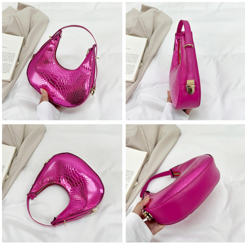 Genți de umăr cu model de aligator de modă pentru femei, geantă de subrat cu mâner mic, poșetă de lux din piele PU pentru femei, cu poșetă
