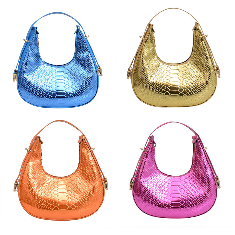 Genți de umăr cu model de aligator de modă pentru femei, geantă de subrat cu mâner mic, poșetă de lux din piele PU pentru femei, cu poșetă