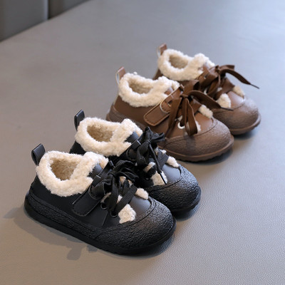 Есен Зима Ежедневни обувки за бебета Момчета Детски плюшени ботуши Удобни детски ежедневни обувки против хлъзгане Външни детски ботуши