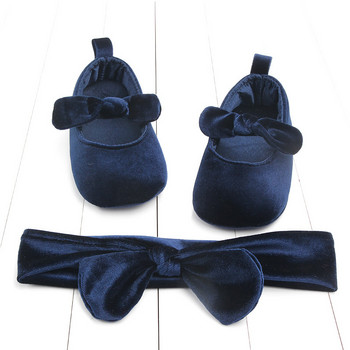 Новородено бебе Кадифени бебешки обувки Противоплъзгащи се меки подметки Обувки за малко дете Princess Bow Fashion First Walkers Ежедневни обувки Обувки за момиче