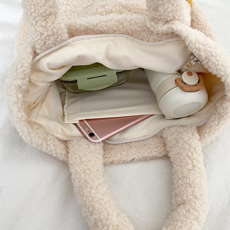 Zimné dámske malé plyšové tašky na zápästie, jednoduché teplé látkové tašky na zápästie, roztomilé mäkké kabelky, vysoko kvalitné ekologické kozmetické tašky, kabelky pre dievčatá