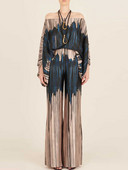 Ravne široke hlače Ženski dvodijelni set s printom Ležerni ljetni ženski široki odijeli s hlačama Ulična odjeća Duge hlače Odijelo koje odgovara