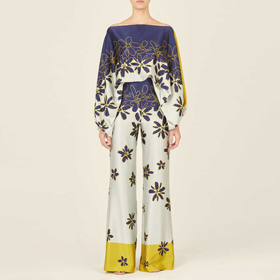 Ravne široke hlače Ženski dvodijelni set s printom Ležerni ljetni ženski široki odijeli s hlačama Ulična odjeća Duge hlače Odijelo koje odgovara