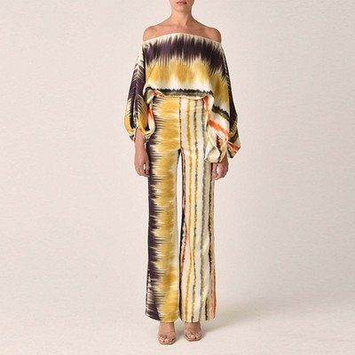 Ravne široke hlače Ženski dvodijelni set s printom Ležerni ljetni ženski široki odijeli s hlačama Ulična odjeća Duge hlače Odijelo koje odgovara