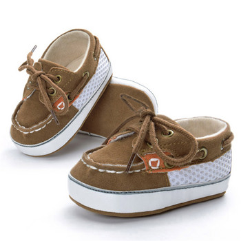Марка Винтидж Бебешки обувки от PU кожа Нехлъзгащи се новородени бебета Първи проходилки Бебе момче Момичета Прохождащи Обувки с връзки и мека подметка