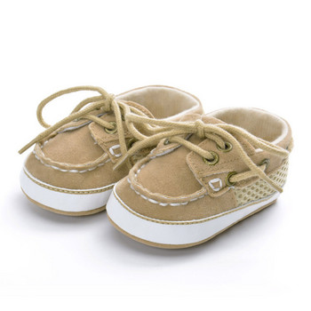 Марка Винтидж Бебешки обувки от PU кожа Нехлъзгащи се новородени бебета Първи проходилки Бебе момче Момичета Прохождащи Обувки с връзки и мека подметка
