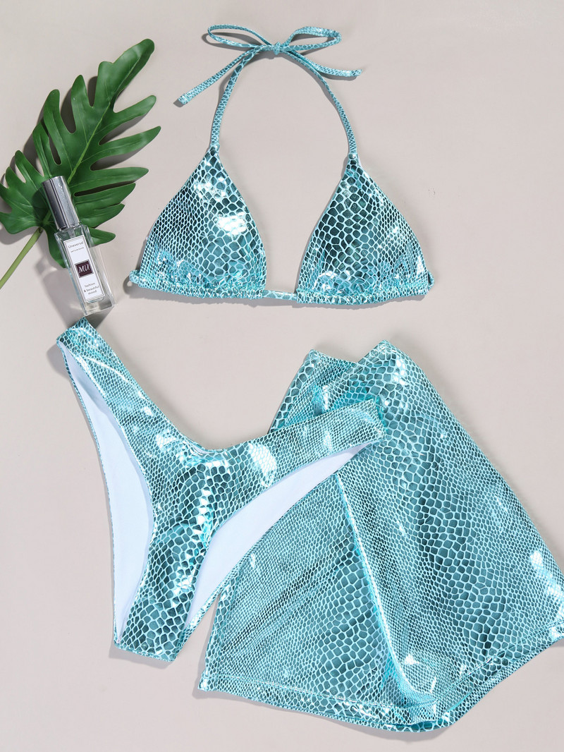 2023 Γυναικεία χρυσά γυαλιστερά μεταλλικά μαγιό 3 τεμαχίων παραλίας μαγιό γυαλιστερό μαγιό Dorado Metalizado Mujer Σετ μπικίνι