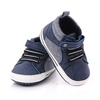 Маркови бебешки обувки Противохлъзгаща се мека подметка Ботуши за новородени, които първи прохождат, Обувки за новородени Обувки за бебета, момчета, обувки за 1-годишна възраст