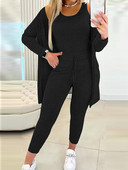 Set de pantaloni subțiri pentru femei, set din trei piese, ținute ocazionale, toamnă iarnă, îmbrăcăminte pentru acasă, set de pantaloni pentru femei, haină solidă și costum asortat cu pantaloni