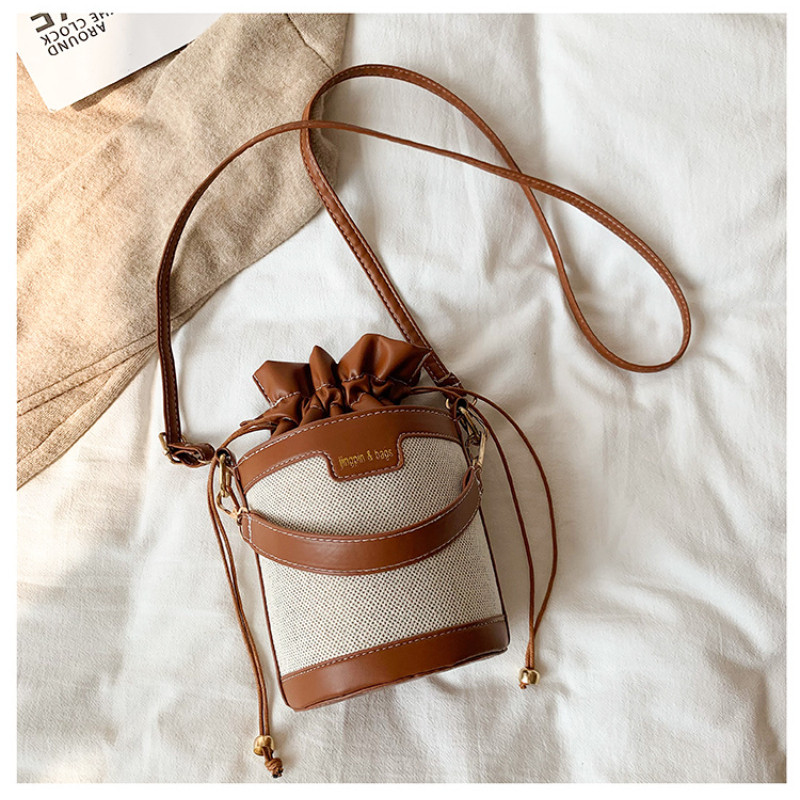 Dámske kabelky cez rameno, valcová PU kožená vedrová crossbody taška, ležérna kabelka so šnúrkou, peňaženka na cestovanie a nakupovanie