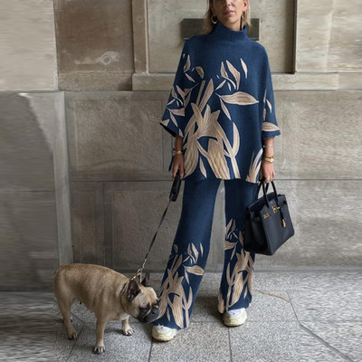 Ανοιξιάτικο Casual Γυναικείο Χαλαρό Σετ Δύο Τεμάχια Εκτύπωση Μακρύ Παντελόνι Φόρμα ασορτί Κοστούμι Παντελόνι Φαρδύ Γυναικείο Κοστούμι Παντελόνι Νέο