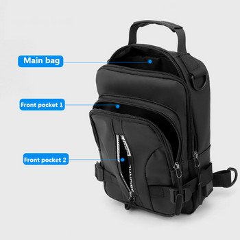 Многофункционална патентована найлонова чанта за гърди Мъжка водоустойчива мъжка чанта за през тялото Пътна чанта против кражба Мъжка чанта за гърди с USB зареждане Опаковка