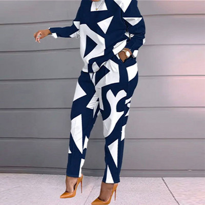 Dámska jarná jesenná dvojdielna súprava s voľnými nohavicami, ležérnym dámskym topom s dlhým rukávom a nohavicami