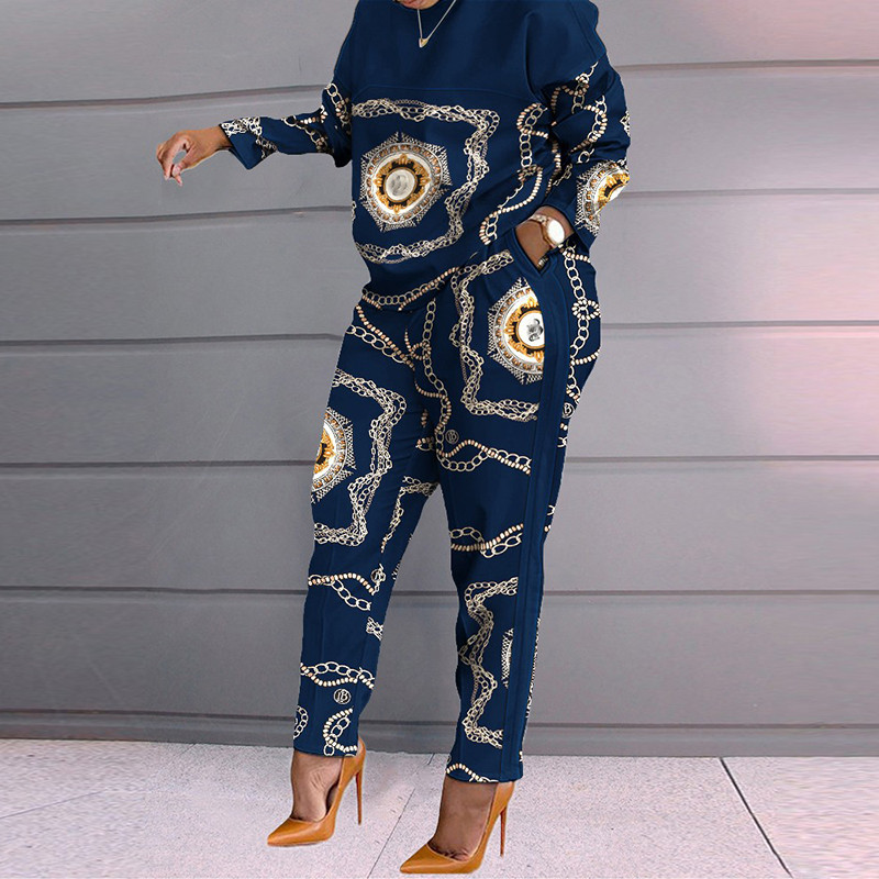 Dámska jarná jesenná dvojdielna súprava s voľnými nohavicami, ležérnym dámskym topom s dlhým rukávom a nohavicami