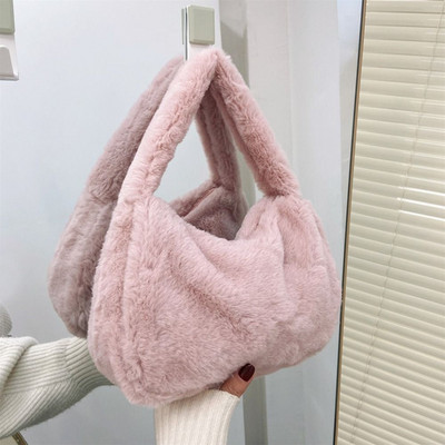 Модна мека плюшена дамска есенно-зимна чанта през рамо под мишниците Дамска чанта Портмоне Пухкави чанти