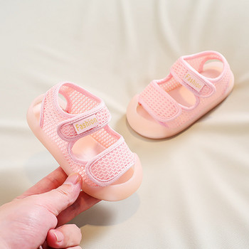 Летни бебешки сандали за момичета, момчета, дишащи едноцветни, меки подметки, противоплъзгащи се детски обувки, модни детски маратонки за малко дете