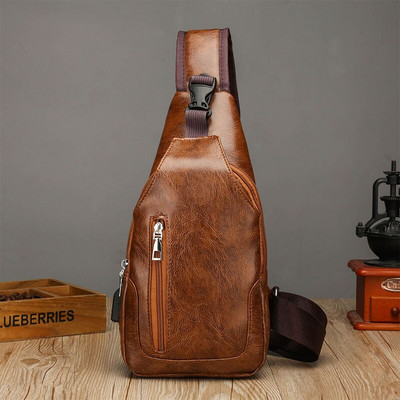 Νέα ανδρική τσάντα ιππασίας διπλής έλξης μεγάλης χωρητικότητας, μοντέρνα casual πόρπη χιαστί ώμου τσάντα στήθους