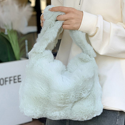 Γυναικεία βελούδινη τσάντα ώμου Μόδα γούνινη τσάντα χεριού Casual Fuzzy τσάντα τσάντα Ευέλικτη χειμερινή τσάντα μετακίνησης