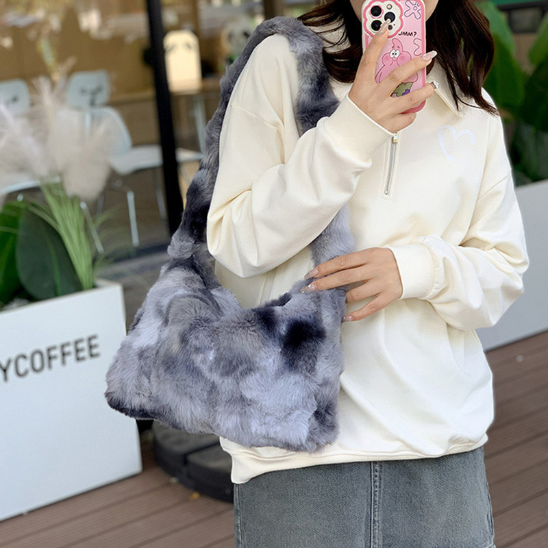 Γυναικεία βελούδινη τσάντα ώμου Μόδα γούνινη τσάντα χεριού Casual Fuzzy τσάντα τσάντα Ευέλικτη χειμερινή τσάντα μετακίνησης