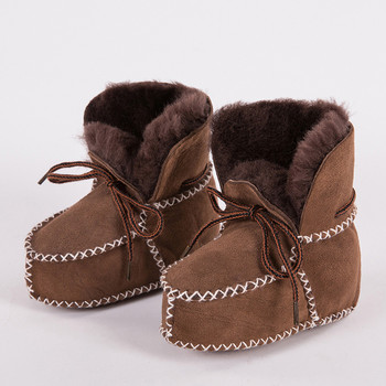 first walker shoe зимни бебешки ботуши естествена кожа вълнена козина малки момичета меки мокасини обувки плюшени обувки от овча кожа Бебешки ботуши