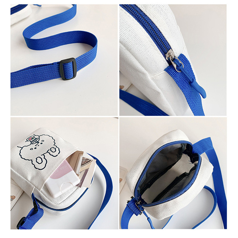 Καμβάς τσάντα ώμου σταυρού για γυναίκες Κορεάτικη τσάντα χιαστί με στάμπα κινουμένων σχεδίων Γυναικεία φοιτητική τσάντα Messenger μεγάλης χωρητικότητας