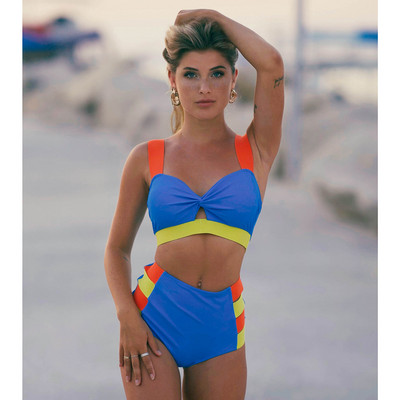 2023 Costum de baie înfășurat în față Bikini sexy cu talie înaltă pentru femei Costum de baie cu împingere în sus două piese îmbrăcăminte de plajă pentru femei Soild Biquini