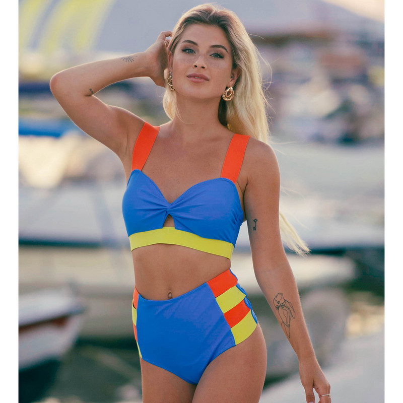 2023 Costum de baie înfășurat în față Bikini sexy cu talie înaltă pentru femei Costum de baie cu împingere în sus două piese îmbrăcăminte de plajă pentru femei Soild Biquini