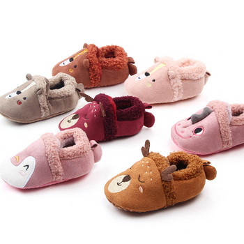 Зимни топли бебешки обувки Карикатурни детски пантофки Обувки за бебешко креватче с мека подметка Момче и момиче Плетени обувки Противоплъзгащи се обувки Prewalker Бебешки пантофки