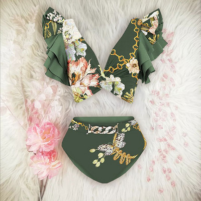 2023 Nové dámske bikiny s vysokým pásom, plavky s push-up efektom, dámske plavky, bikiny s volánikmi, letné plážové oblečenie