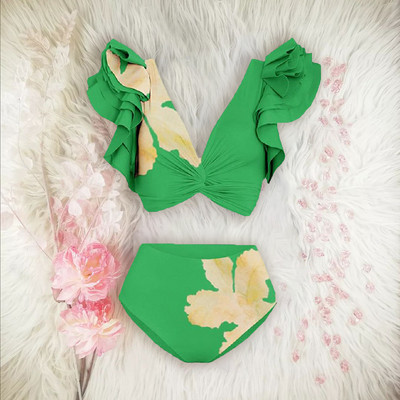 2023 Nové dámske bikiny s vysokým pásom, plavky s push-up efektom, dámske plavky, bikiny s volánikmi, letné plážové oblečenie