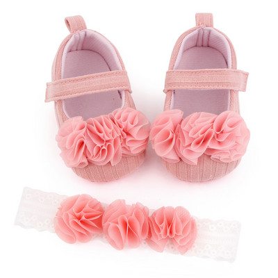 Dječje cipele s trakom za kosu za djevojčice Folwer Bowknot Toddler Meke cipele Infant Princess Baby First Walker Cipelice za krštenje