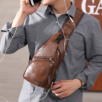 2023 Мъжка USB чанта за зареждане Мъжка чанта за гърди за персонализирана PU PVC чанта през рамо Диагонален пакет Пътна чанта Messenger Чанти през тялото