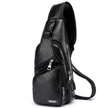 2023 Мъжка USB чанта за зареждане Мъжка чанта за гърди за персонализирана PU PVC чанта през рамо Диагонален пакет Пътна чанта Messenger Чанти през тялото
