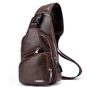 Ανδρική τσάντα φόρτισης USB 2023 Ανδρική τσάντα στήθους για Custom PU PVC τσάντα ώμου Διαγώνιο πακέτο Messenger Τσάντα ταξιδιού Τσάντες χιαστί σώματος
