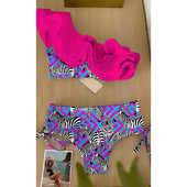 2023 New Print Bikiinid Ruffle Deep-V ujumisriided kõrge vöökohaga naiste ujumistrikoo suvine biquini rannariided supelkostüüm Monkini naistele