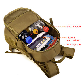 Σακίδιο υπαίθριου Tactical Backpack Military Backpacks Ανδρικά 15L 20L Αδιάβροχα αθλητικά σακίδια ταξιδιού Camping Mochila Τσάντες κυνηγιού ψαρέματος