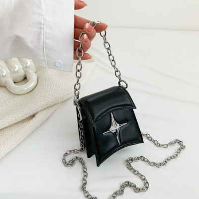 Vintage korejska mala torba s lancem na rame s preklopom, torbica s kvačilom, ručne torbice, ružičasta pu kožna gotička križna zvijezda, ženske torbe preko tijela za djevojke